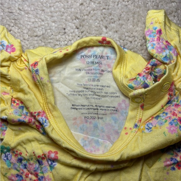 Posh Peanut Butterfly Floral Yellow Baby Twirl Bodysuit Dress - size 12-18m - Picture 2 of 6